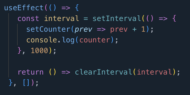 Código setInterval 